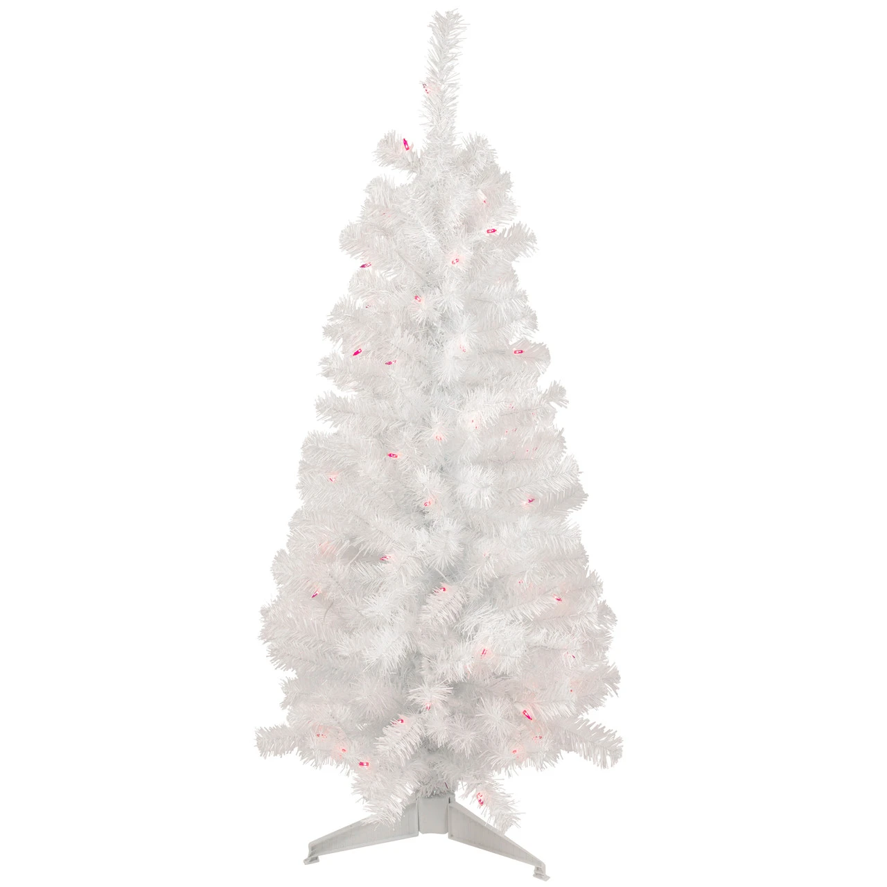 4' Pre-Lit White Pine Slim Artificial Christmas Tree - Pink Lights 1 4' Pre-Lit White Pine Slim Artificial Christmas Tree - Pink Lights