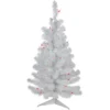 3' Pre-Lit White Iridescent Pine Slim Artificial Christmas Tree - Pink Lights