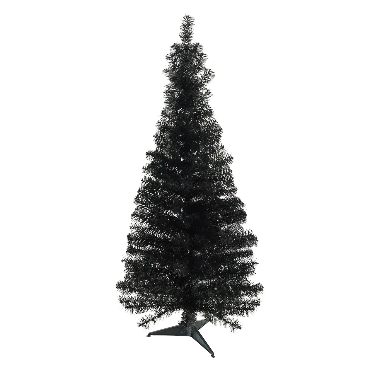 4' X 24" Slim Black Tinsel Artificial Christmas Tree - Unlit 1 4' X 24" Slim Black Tinsel Artificial Christmas Tree - Unlit