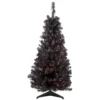 4' Pre-Lit Slim Black Artificial Tinsel Christmas Tree- Clear Lights