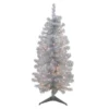 4' X 22" Pre-Lit Slim Silver Artificial Tinsel Christmas Tree - Clear Lights
