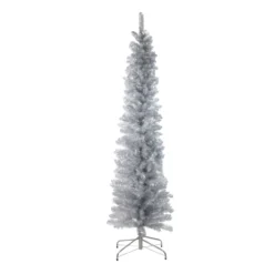 6' Pencil Silver Tinsel Artificial Christmas Tree - Unlit