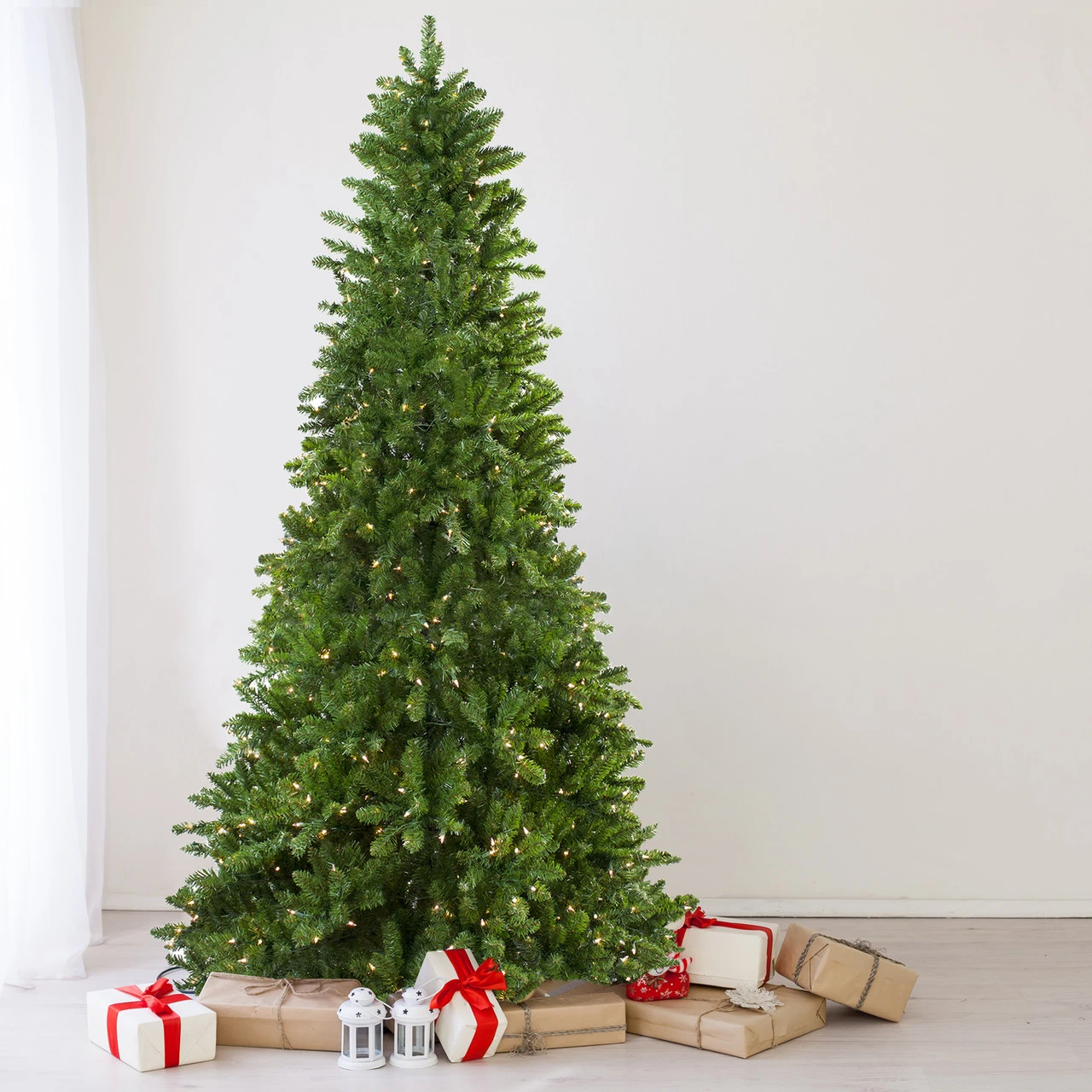 12' Pre-Lit Eastern Pine Slim Artificial Christmas Tree - Clear Lights 2 12' Pre-Lit Eastern Pine Slim Artificial Christmas Tree - Clear Lights - Image 2