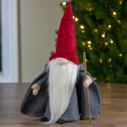 18" Gray And Red Standing Big Nose Gnome Holding A Stick -Christmas Trees Shop northlight e27393 5 44883.1667536169