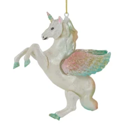 5.25" White Unicorn Glass Christmas Ornament -Christmas Trees Shop northlight eb94506 1 54624.1682446705
