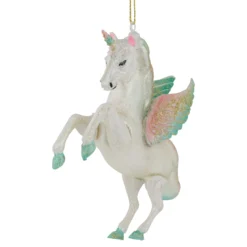 5.25" White Unicorn Glass Christmas Ornament