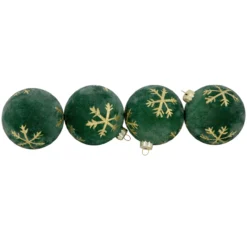 4ct Green Velvet Glass Christmas Ball Ornaments With Gold Snowflakes 3" (80mm) 9 4ct Green Velvet Glass Christmas Ball Ornaments With Gold Snowflakes 3" (80mm) -Christmas Trees Shop northlight eb94508 3 82184.1681234749