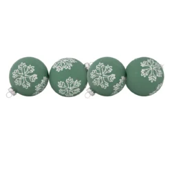4ct Green Glass Christmas Ball Ornaments With White Snowflakes 3" (80mm) -Christmas Trees Shop northlight eb94509 1 76096.1681220406
