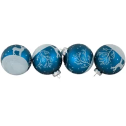 4ct Blue Glass Ball Christmas Ornaments With Glitter Reindeer 3" -Christmas Trees Shop northlight eb94510 1 61846.1671129073