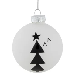 4ct White Glass Ball Ornaments With Black Christmas Trees 3" -Christmas Trees Shop northlight eb94511 1 22345.1671114551