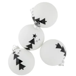 4ct White Glass Ball Ornaments With Black Christmas Trees 3" -Christmas Trees Shop northlight eb94511 3 94578.1671114552