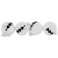4ct White Glass Ball Ornaments With Black Christmas Trees 3" -Christmas Trees Shop northlight eb94511 4 18440.1671114552