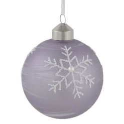 3ct Purple Glass Ball Christmas Ornaments With Snowflakes 3" (80mm) -Christmas Trees Shop northlight eb94512 3 56080.1681220236