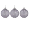 3ct Purple Glass Ball Christmas Ornaments With Snowflakes 3" (80mm)