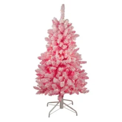 4' Pre-Lit Flocked Pink Pine Slim Artificial Christmas Tree - Clear Lights