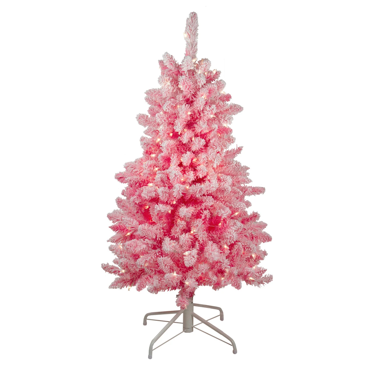 4' Pre-Lit Flocked Pink Pine Slim Artificial Christmas Tree - Clear Lights 1 4' Pre-Lit Flocked Pink Pine Slim Artificial Christmas Tree - Clear Lights