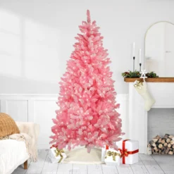 6' Pre-Lit Slim Flocked Pine Artificial Christmas Tree - Clear Lights