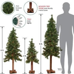 Set Of 3 Pre-Lit Woodland Alpine Artificial Christmas Trees 5' - Clear Lights -Christmas Trees Shop northlight gb20ynt755 gr info 89344.1667327481