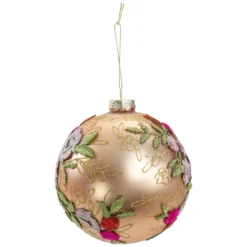 4.5" Pink Floral Applique Glass Ball Christmas Ornament 7 4.5" Pink Floral Applique Glass Ball Christmas Ornament -Christmas Trees Shop northlight gb26162 2 updated 34159.1667487528