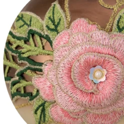 2-Finish Brown And Pink Floral Applique Glass Christmas Ball Ornament 5" (125mm) -Christmas Trees Shop northlight gb26171 2 updated 06047.1667572581