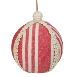 4.75" Red And White Striped Ball Christmas Ornament With Rope Accent 6 4.75" Red And White Striped Ball Christmas Ornament With Rope Accent -Christmas Trees Shop northlight gb28219 1 53910.1667531250