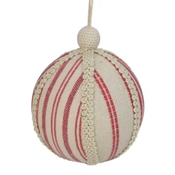 6" White And Red Striped Ball Christmas Ornament With Rope Accent 6 6" White And Red Striped Ball Christmas Ornament With Rope Accent -Christmas Trees Shop northlight gb28220 1 70132.1667531242