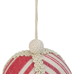 4.75" White And Red Striped Ball Christmas Ornament With Rope Accent -Christmas Trees Shop northlight gb28221 2 92704.1667531272