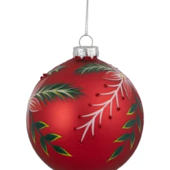 4" Red Poinsettia And Holly Glass Christmas Ball Ornament -Christmas Trees Shop northlight gb926191 sample 3 51584.1667534053