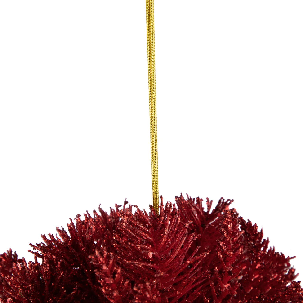 6" Red Glittered Pine Christmas Ball Ornament 4 6" Red Glittered Pine Christmas Ball Ornament - Image 4