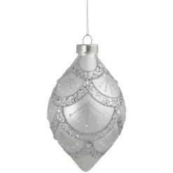 5" Silver Glitter Cosmoid Finial Glass Christmas Ornament -Christmas Trees Shop northlight gb94390 sample 1 22968.1681307448