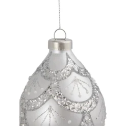 5" Silver Glitter Cosmoid Finial Glass Christmas Ornament -Christmas Trees Shop northlight gb94390 sample 3 11339.1681307447