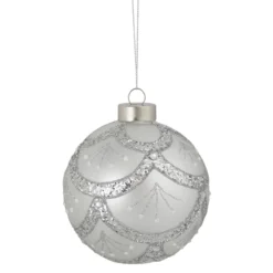 4" Glittered Cosmoid Silver Glass Christmas Ball Ornament -Christmas Trees Shop northlight gb94391 sample 2 12233.1681307177