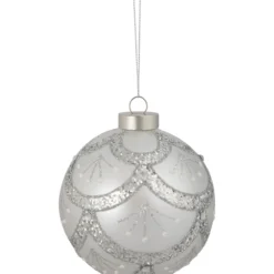 4" Glittered Cosmoid Silver Glass Christmas Ball Ornament -Christmas Trees Shop northlight gb94391 sample 3 69341.1681307177