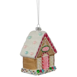 4.5" Glittered Gingerbread House Glass Christmas Ornament -Christmas Trees Shop northlight gb94400 sample 2 34447.1669922160