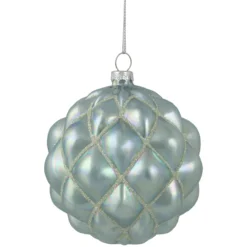 4.5" Glittered Blue And Silver Glass Christmas Ball Ornament