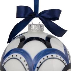 4" White And Blue Scallop Glass Christmas Ball Ornament 9 4" White And Blue Scallop Glass Christmas Ball Ornament -Christmas Trees Shop northlight gb94416 sample 2 22590.1670969436