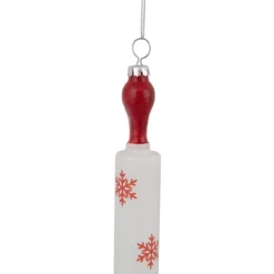 7.25" Red Snowflakes Rolling Pin Glass Christmas Ornament -Christmas Trees Shop northlight gb94422 sample 2 97477.1669922413