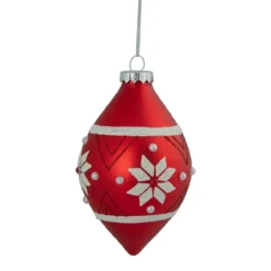 5.25" Glittered Red And White Snowflake Glass Finial Christmas Ornament -Christmas Trees Shop northlight gb94424 sample 2 87757.1673400955