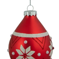 5.25" Glittered Red And White Snowflake Glass Finial Christmas Ornament -Christmas Trees Shop northlight gb94424 sample 3 51150.1673400955