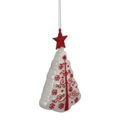 6" White And Red Christmas Tree Glass Ornament -Christmas Trees Shop northlight gb94427 sample 2 64729.1669922503