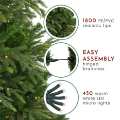 7.5' Pre-Lit Full Roosevelt Fir Artificial Christmas Tree - Warm White LED Lights -Christmas Trees Shop northlight hb27077 thumbnail 2 24036.1667491070