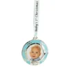 3" Blue Silver-Plated Baby's First Christmas Ornament With European Crystals