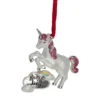 3.25" Silver Plated Dream Big Unicorn With European Crystals Christmas Ornament