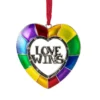3" Faceted Heart Love Wins Pride Christmas Ornament With European Crystals