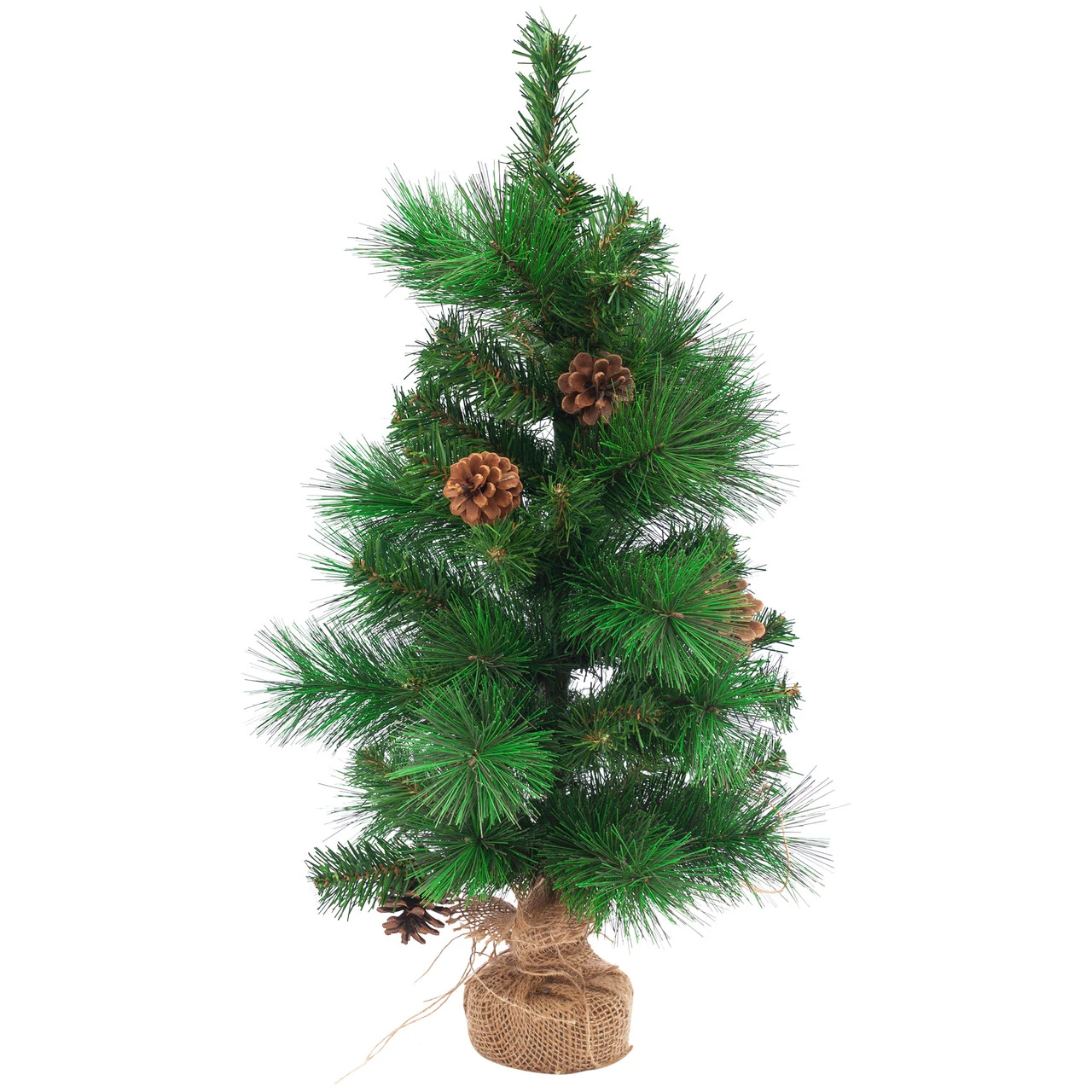 23.5" LED Lighted Mixed Pine And Pine Cones Artificial Christmas Tree In Jute Base 1 23.5" LED Lighted Mixed Pine And Pine Cones Artificial Christmas Tree In Jute Base