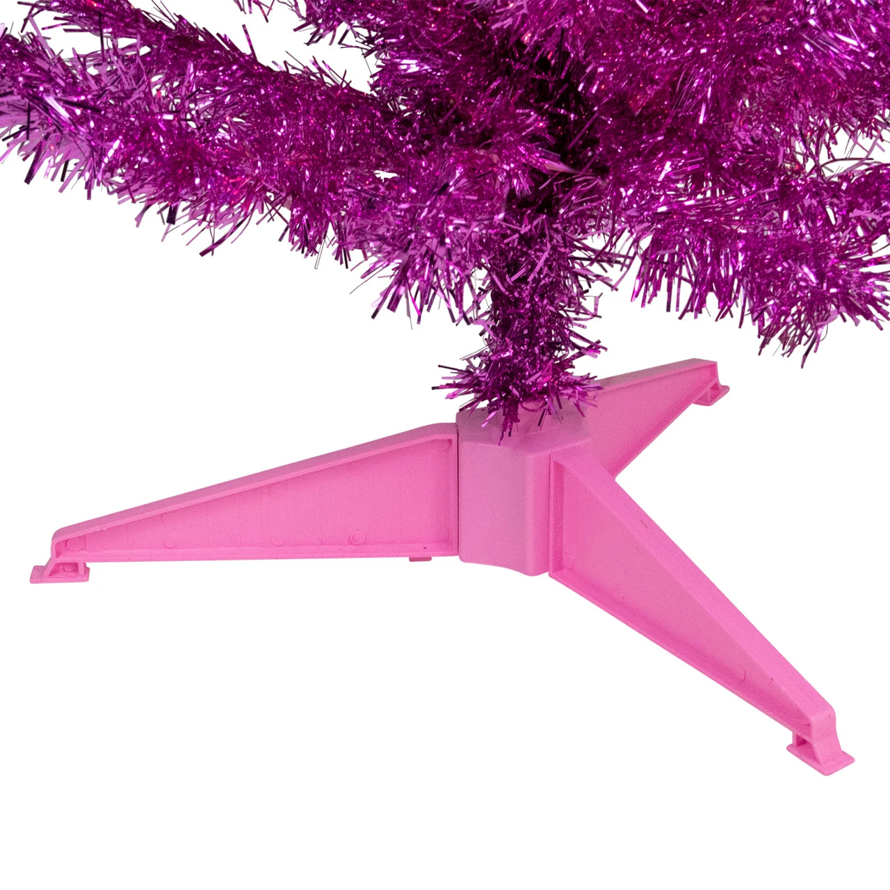 4' Pre-Lit Pink Artificial Tinsel Christmas Tree, Clear Lights 5 4' Pre-Lit Pink Artificial Tinsel Christmas Tree, Clear Lights - Image 5