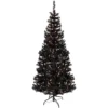6' Pre-Lit Black Artificial Tinsel Christmas Tree, Clear Lights