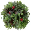 7" Green And Red Glittered Berry With Pine Cone Christmas Topiary Ball Ornament