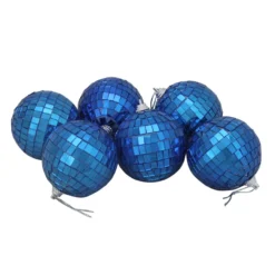 6ct Lavish Blue Mirrored Glass Disco Ball Christmas Ornaments 2.75" (70mm)