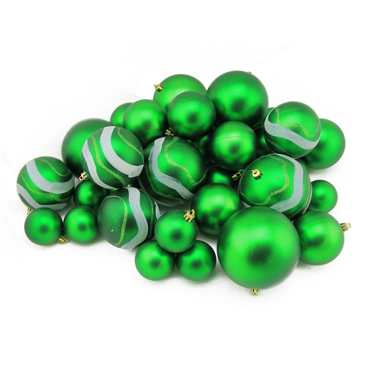 39ct Green Shatterproof 2-Finish Christmas Ball Ornaments 4" (100mm) 2 39ct Green Shatterproof 2-Finish Christmas Ball Ornaments 4" (100mm) - Image 2